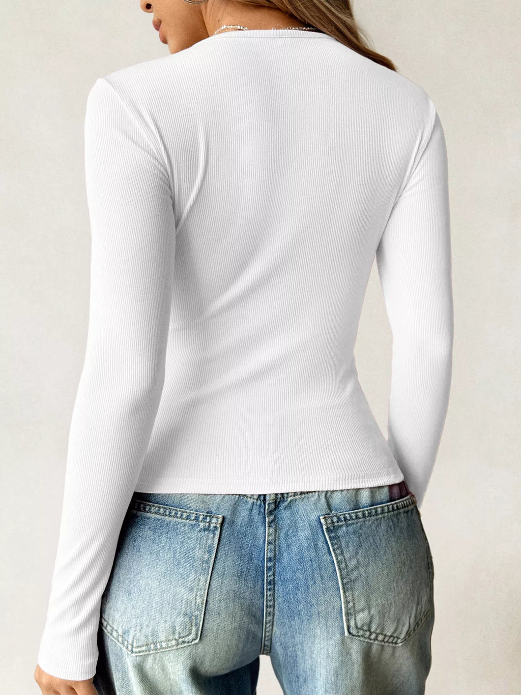 Ribbed Knit Long Sleeve Fitted T-shirt (17)