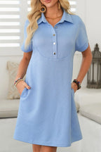 Button Front Short Sleeve Mini Dress (8)