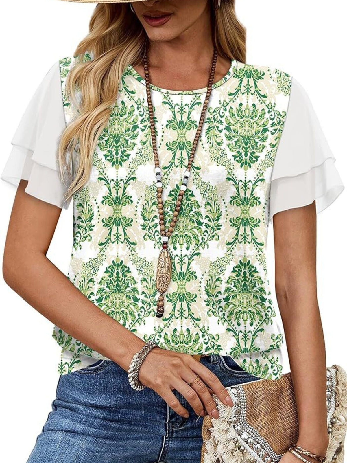 Layered Short Sleeve Round Neck T-shirt (24)