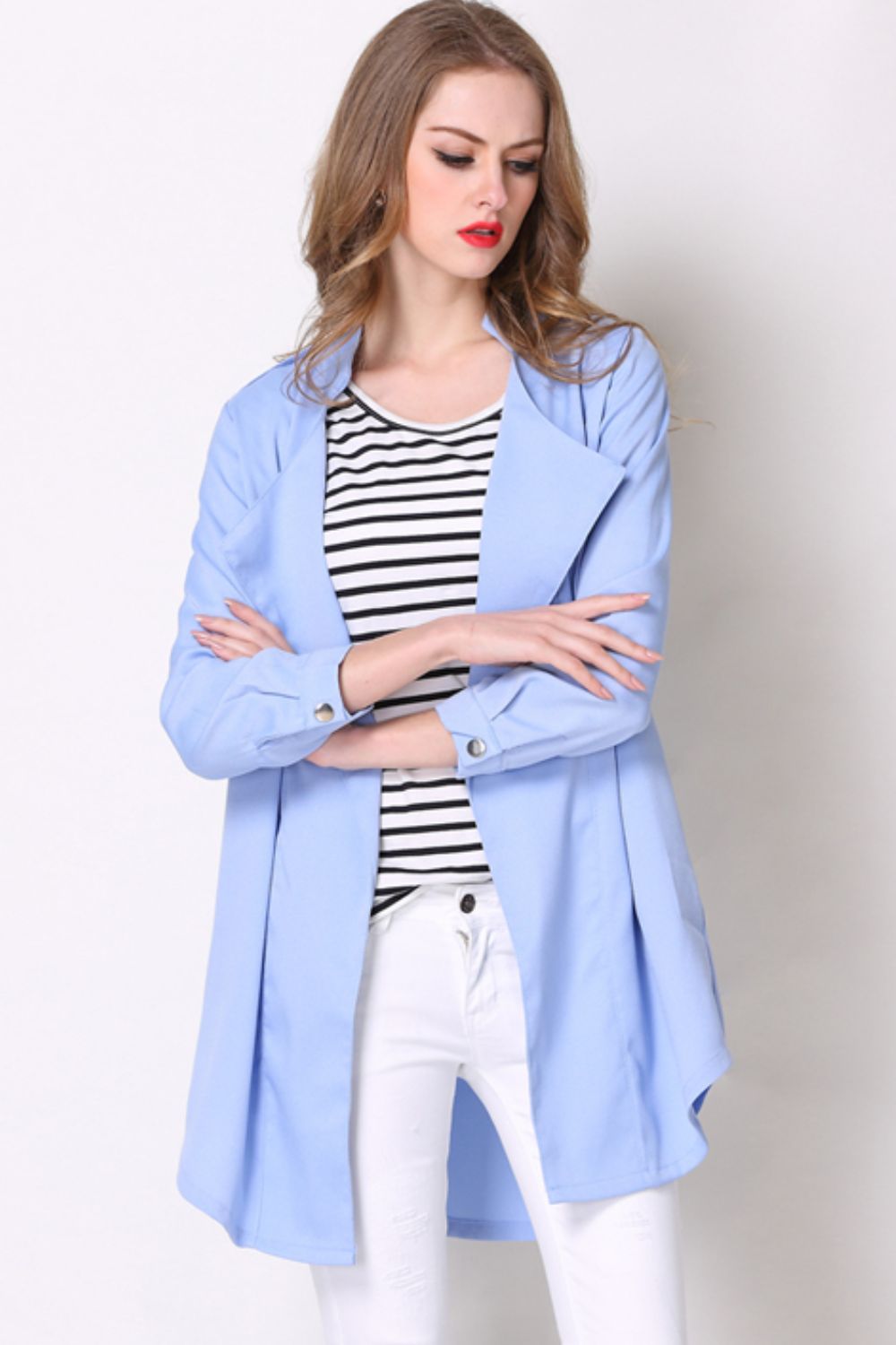Full Size Open Front Longline Trench Coat (5)