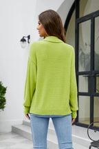 Mock Neck Dropped Shoulder Long Sleeve Sweater (2)