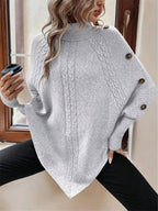 Cable Knit Turtleneck Cape Sweater (20)