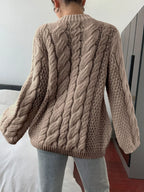 Cable Knit Round Neck Sweater (6)
