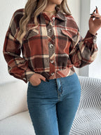 Plaid Button Up Long Sleeve Jacket (4)