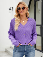Eyelet Button Front Long Sleeve Cardigan (3)