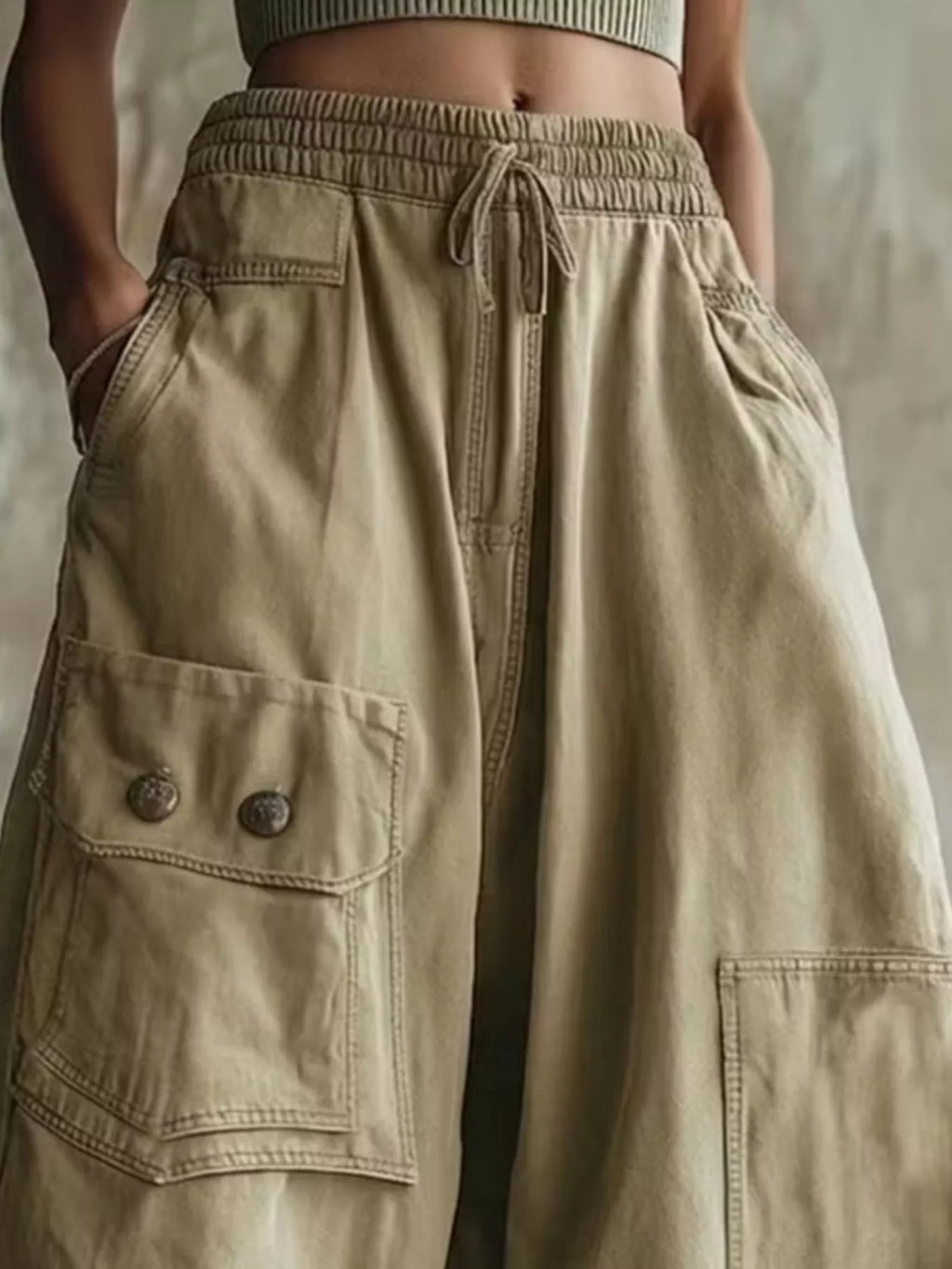 High-waisted Cargo Wide-leg Cropped Pants (8)