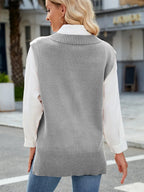 Side Slit V-neck Sweater Vest (14)