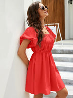 Off-shoulder Puff Sleeve Mini Dress (6)
