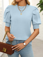 Mock Neck Puff Sleeve Sweater (6)