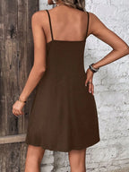 Decorative Button Scoop Neck Mini Cami Dress (17)