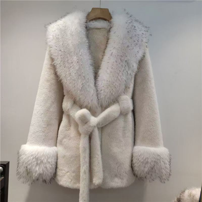 High-end Fur-and-fabric Faux Mink Coat photo 4