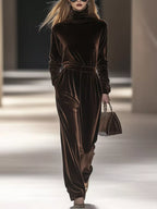 Velvet Long Sleeve Wide-leg Set