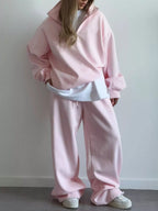 Quarter-zip Top Wide-leg Sweatpants Set (18)