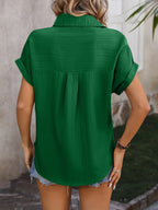 Textured Button Up Cap Sleeve Shirt (16)