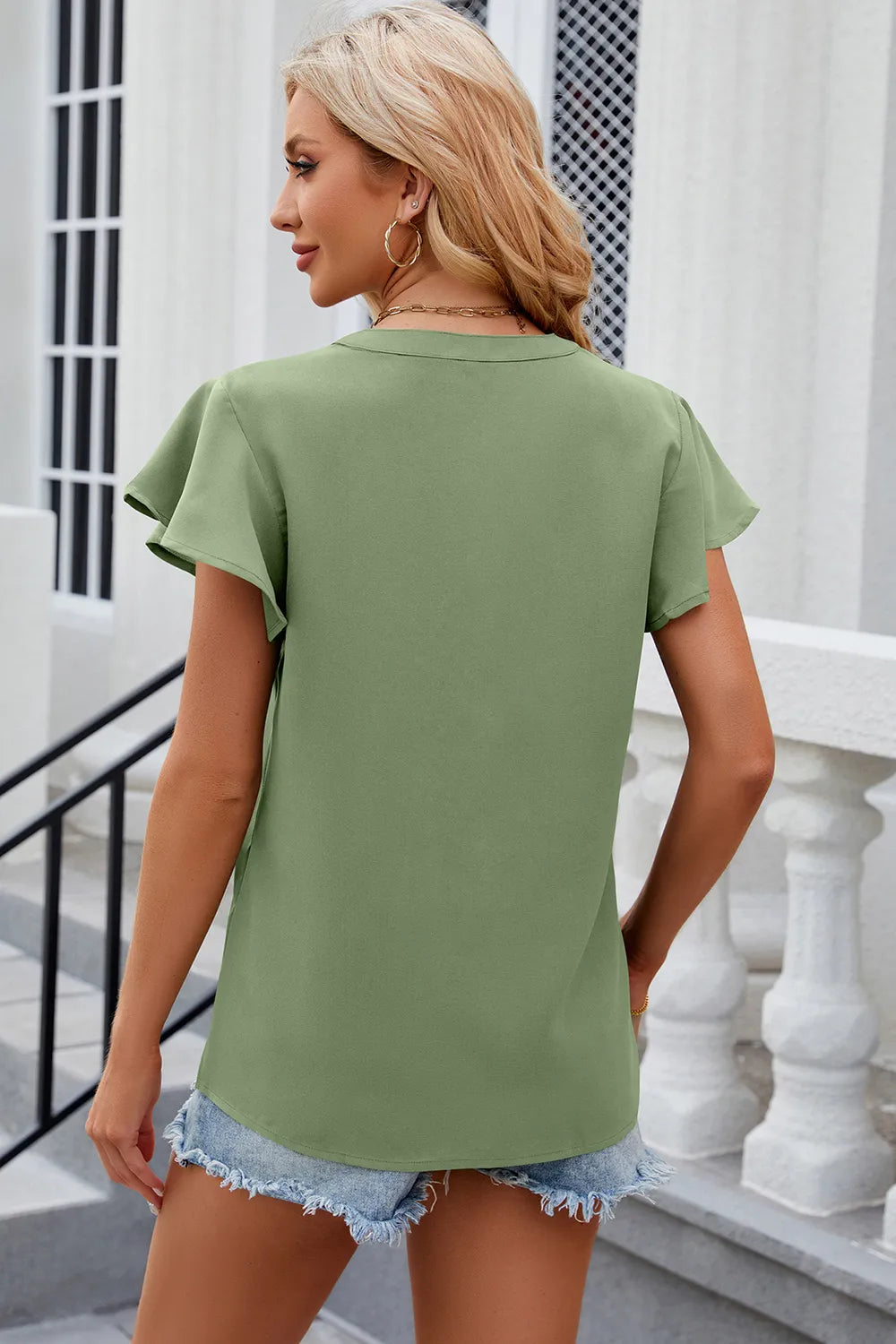 Notched Cap Sleeve T-shirt (12)