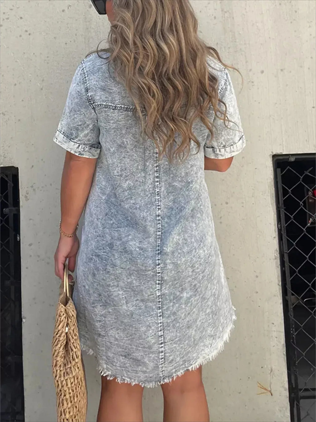 Full Size Raw Hem Short Sleeve Dress Plus (7)