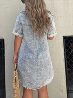 Full Size Raw Hem Short Sleeve Dress Plus (7)