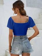 Drawstring Short Sleeve Crop Top (26)