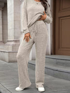 Ribbed Round Neck Top Pants Set (10)
