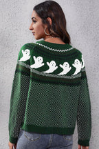 Ghost Pattern Round Neck Long Sleeve Sweater (11)