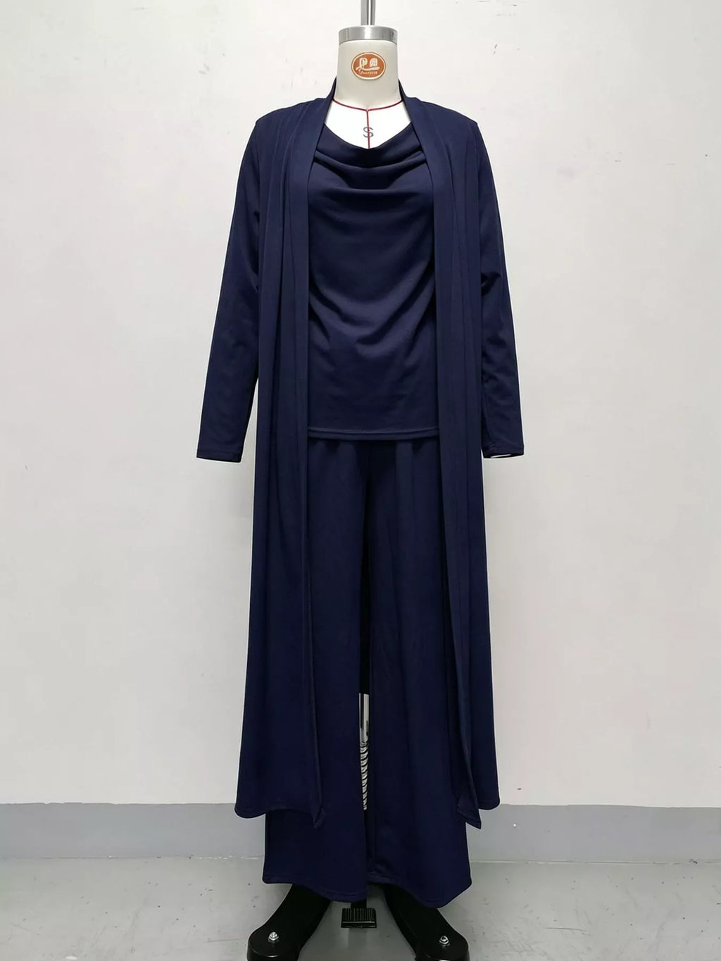 Full Size Cowl Neck Top Cardigan Pants Set Plus (19)