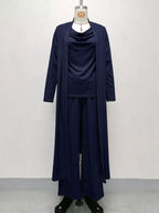 Full Size Cowl Neck Top Cardigan Pants Set Plus (19)