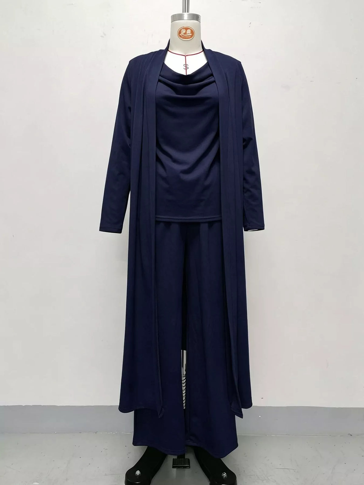 Full Size Cowl Neck Top Cardigan Pants Set Plus (19)