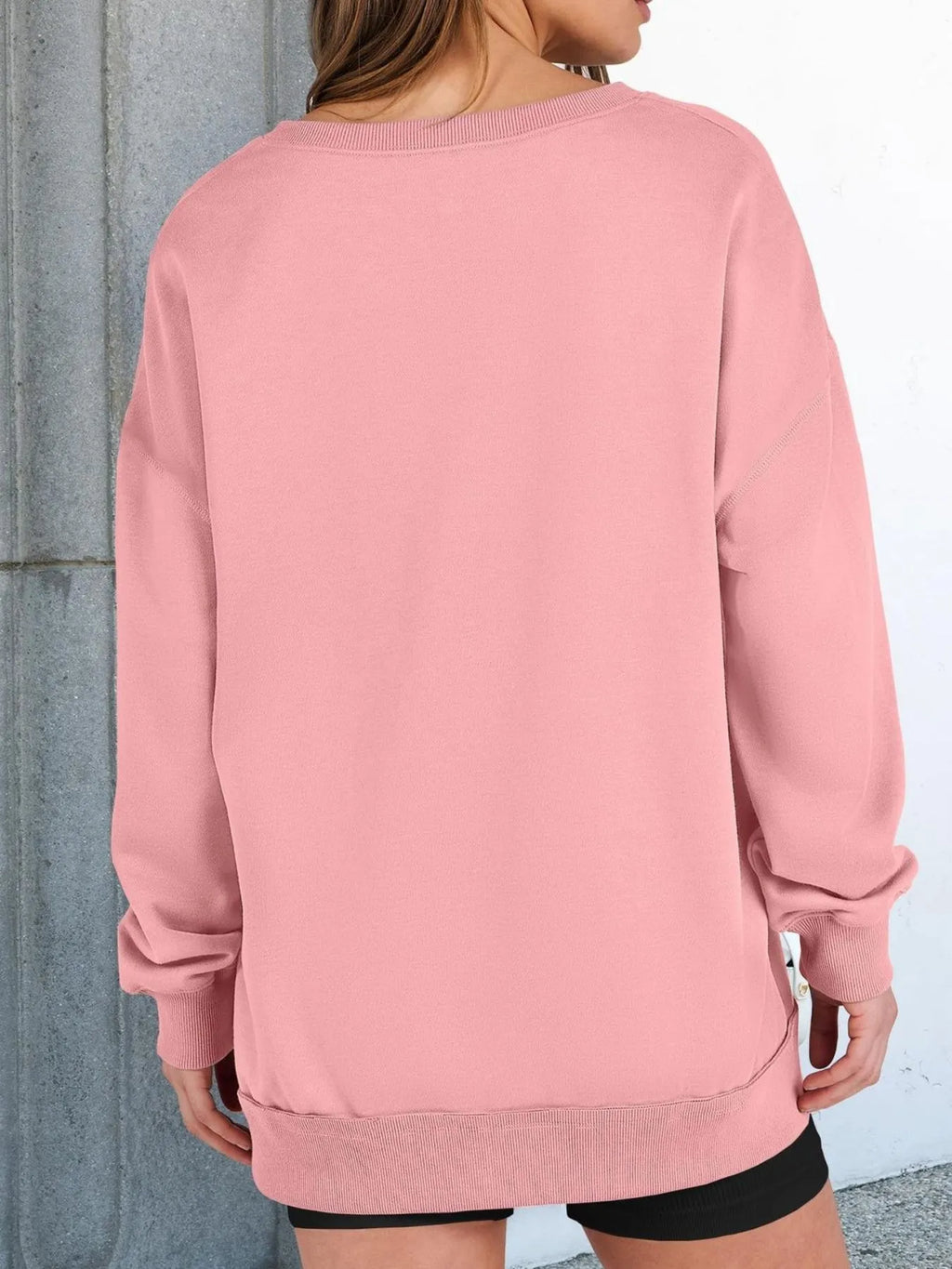Notched Long Sleeve Oversized Sweatshirt (27)