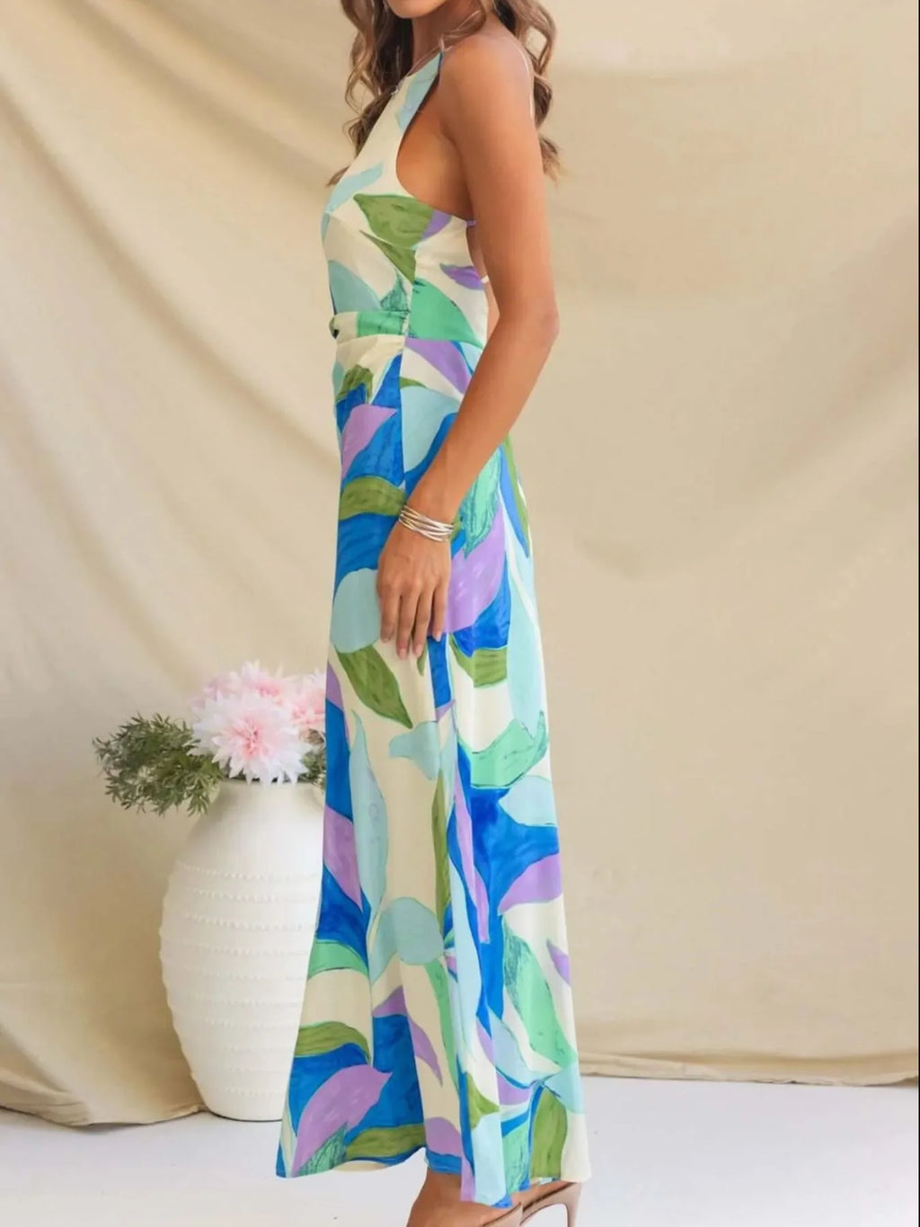 Printed Backless Sleeveless Maxi Dress (3)
