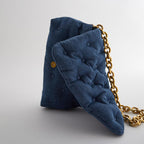 Blue Oversized Denim Quilted Shoulder Bag photo 3