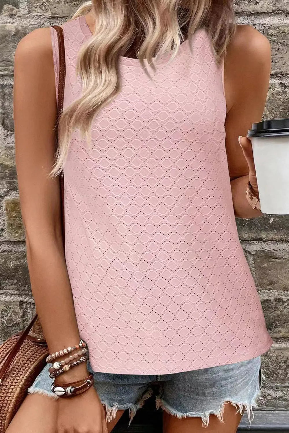 Eyelet Round Neck Tank (10)