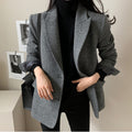 Solid Color Wool Blazer variant CJQB189317201AZ|CJQB189317202BY|CJQB189317203CX|CJQB189317204DW