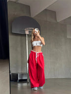 Side Stripes High-waisted Wide-leg Sweatpants (4)