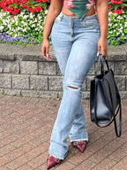 Ripped Knee Flare Jeans (2)