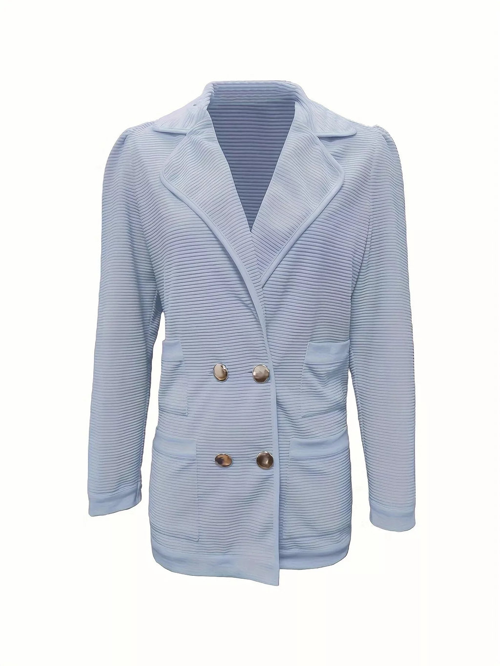 Texture Knit Double-breasted Blazer (11)