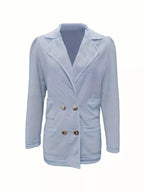 Texture Knit Double-breasted Blazer (11)