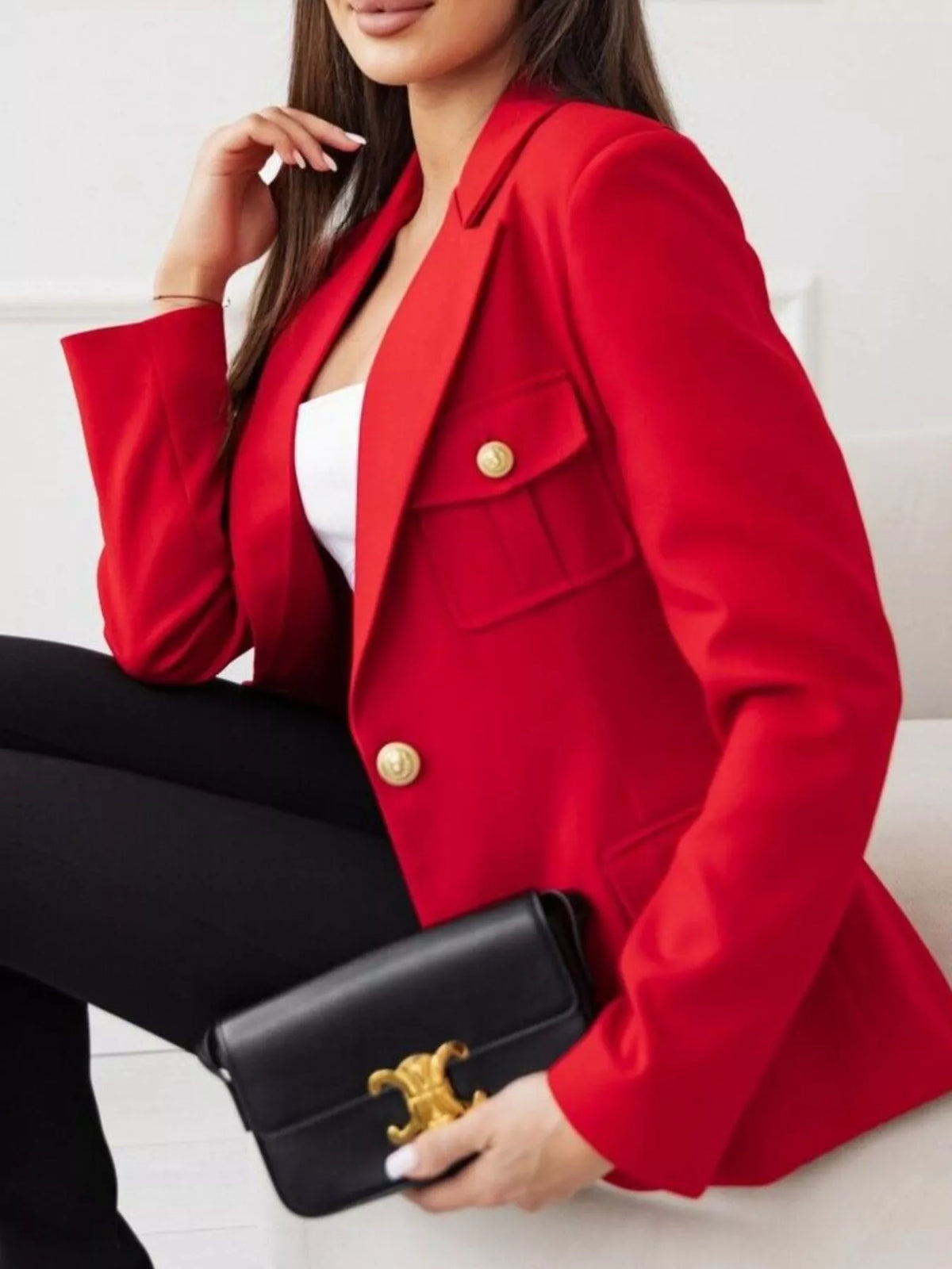 Lapel Collar One Button Blazer (14)