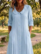 Full Size Peter Pan Collar Button Down Dress Plus (4)