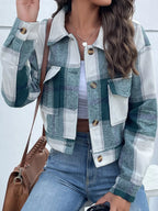 Plaid Button-up Cropped Jacket (11)