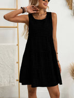 Plaid Round Neck Sleeveless Mini Dress (21)