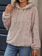 Drawstring Long Sleeve Plush Hoodie (5)