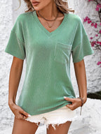 V-neck Dropped Shoulder T-shirt (22)