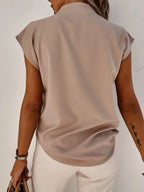 V-neck Cap Sleeve Blouse (2)