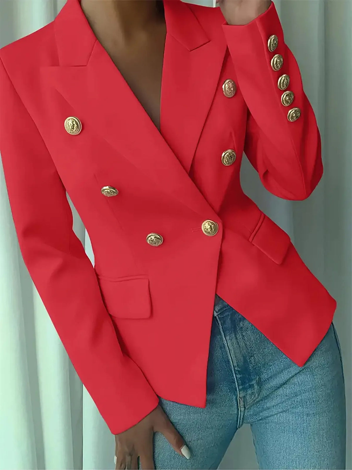 Decor Button Lapel Collar Blazer (13)