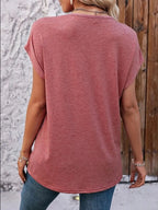 Heathered V-neck Short Sleeve T-shirt (2)