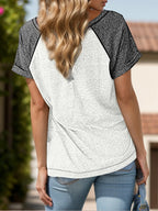 Contrast Notched Short Sleeve T-shirt (5)