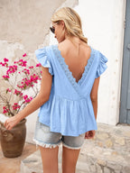 Lace Detail Round Neck Peplum T-shirt (19)