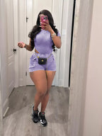 Ribbed Knit Bodysuit Shorts Set (15)