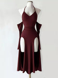 Halter Neck High-slit Bodycon Dress
