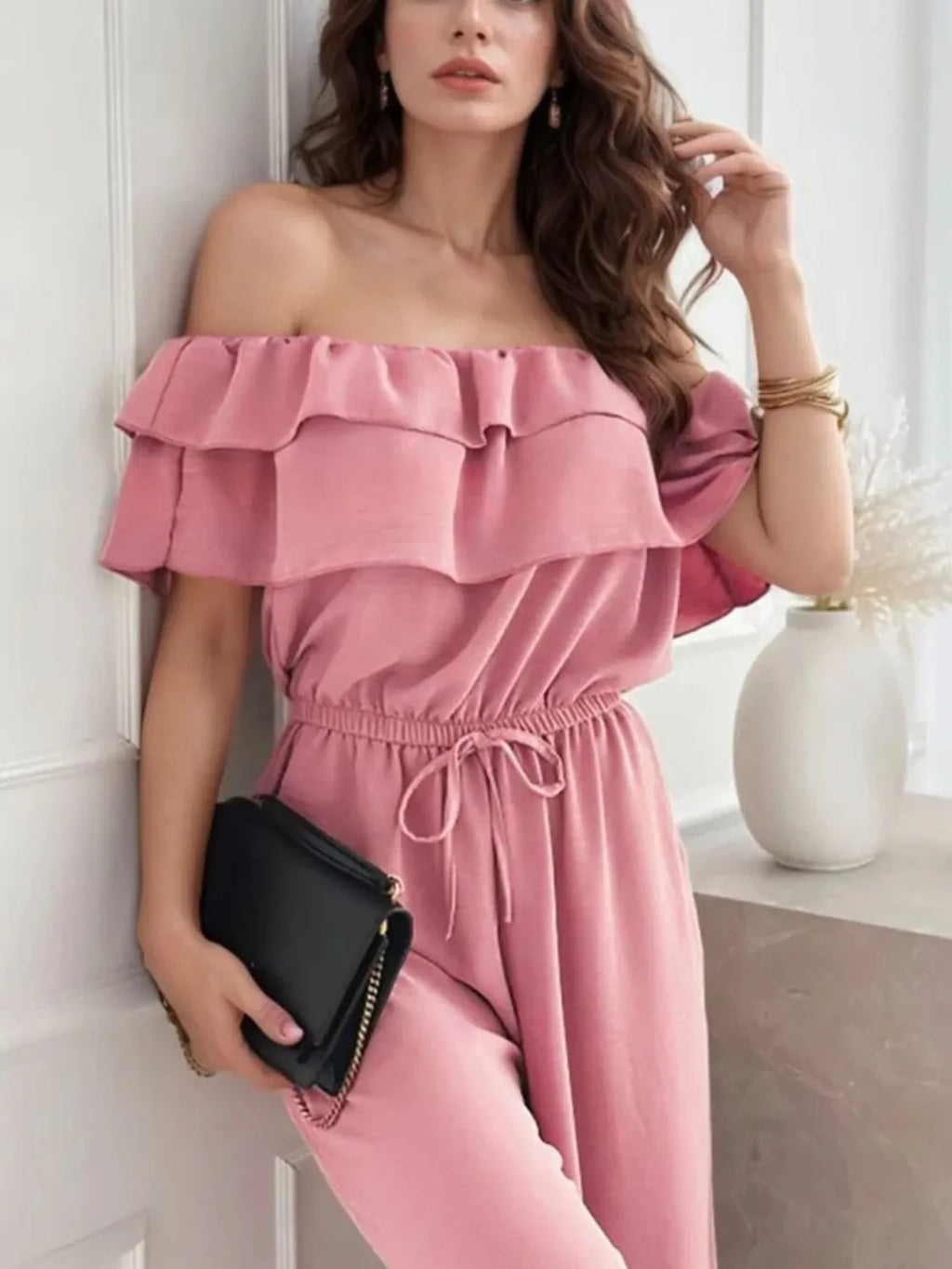 Off-shoulder Ruffled Wide Leg Jumpsuit (10)